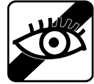 Durchgestrichenes Auge symbolisiert Sehbeeinträchtigung oder Blindheit