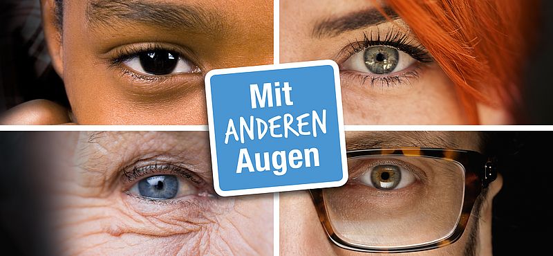 geöffnete Augen mit und ohne Brille